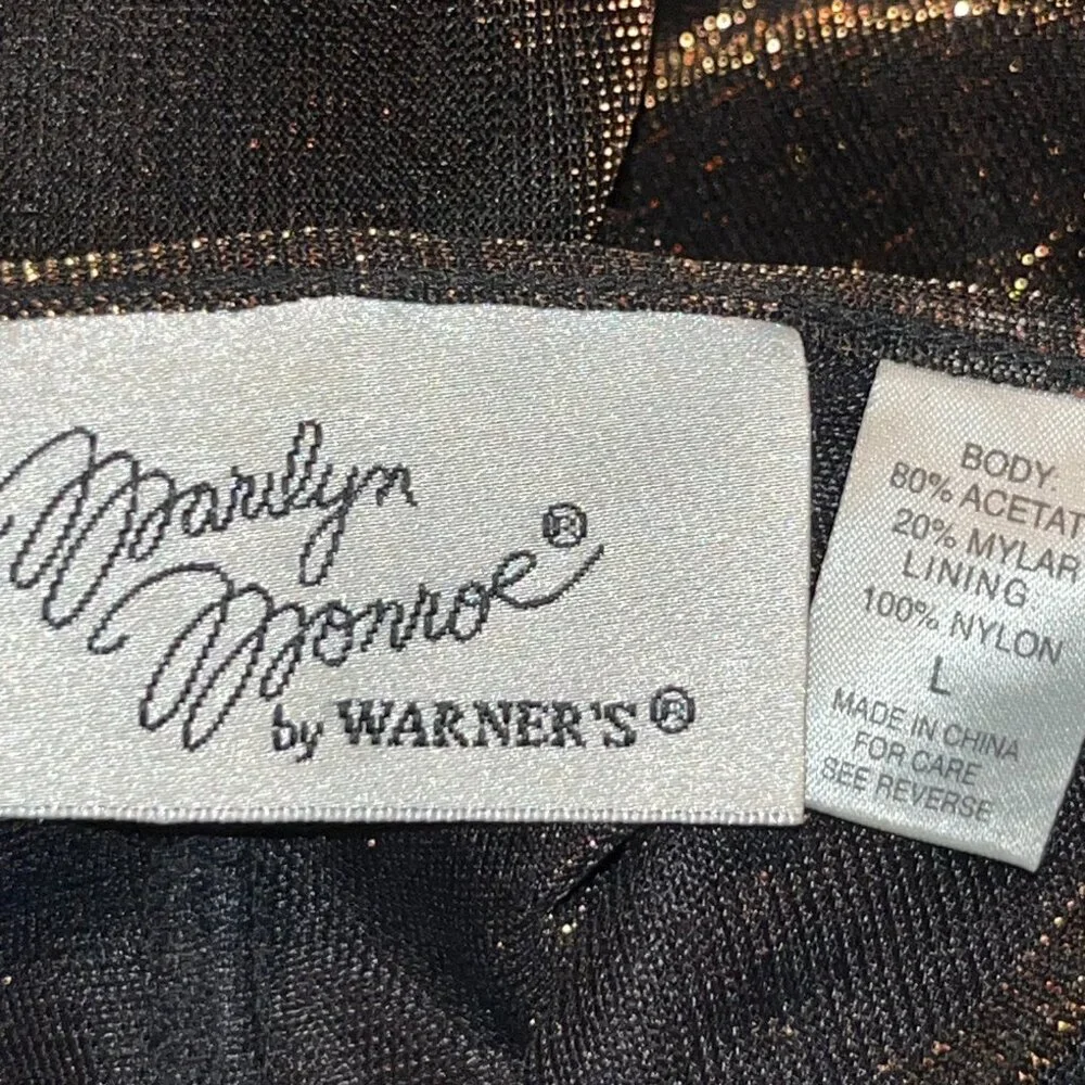 VINTAGE MARILY MONROE by WARNER'S COPPER METALLIC LONG SLIP DRESS SET  NWOT  M/L - Picture 14 of 16